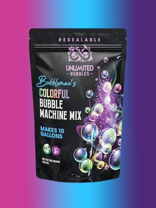 Colorful Bubble Machine Mix Pouch. Makes 10 Gallons